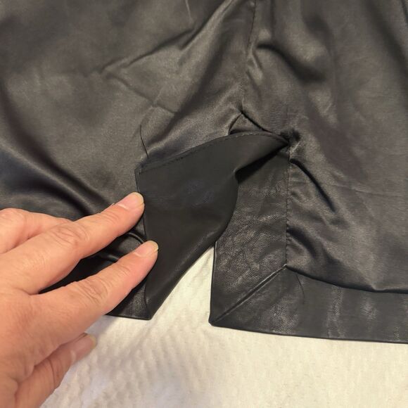 BLANKNYC Black Faux Vegan Leather Double Breasted Blazer Women’s Size Large L - Picture 9 of 11